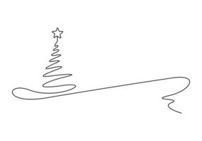 Christmas tree continuous one line drawing vector illustration. Isolated on white background vector illustration