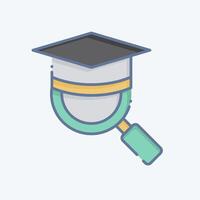 Icon Magnify Mortar Board. related to Learning symbol. doodle style. simple design illustration vector