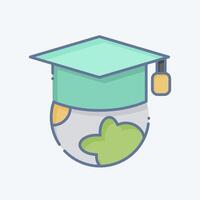 Icon Global Education. related to Learning symbol. doodle style. simple design illustration vector