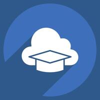 Icon Cloud Education. related to Learning symbol. long shadow style. simple design illustration vector