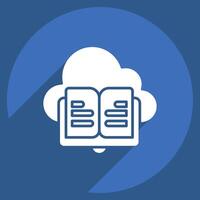 Icon Cloud Book. related to Learning symbol. long shadow style. simple design illustration vector