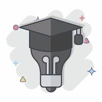 icono graduación idea. relacionado a aprendizaje símbolo. cómic estilo. sencillo diseño ilustración vector