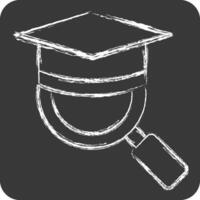 Icon Magnify Mortar Board. related to Learning symbol. chalk Style. simple design illustration vector