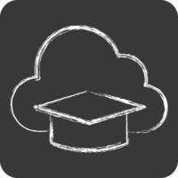 Icon Cloud Education. related to Learning symbol. chalk Style. simple design illustration vector