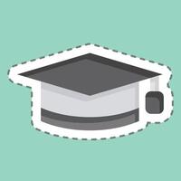 pegatina línea cortar graduación sombrero. relacionado a aprendizaje símbolo. sencillo diseño ilustración vector