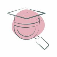 Icon Magnify Mortar Board. related to Learning symbol. Color Spot Style. simple design illustration vector