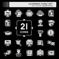 Icon Set Learning. related to Education symbol. glossy style. simple design illustration vector