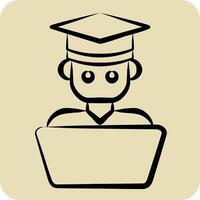 Icon Student Work. related to Learning symbol. hand drawn style. simple design illustration vector