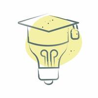 Icon Graduation Idea. related to Learning symbol. Color Spot Style. simple design illustration vector