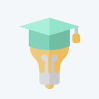 Icon Graduation Idea. related to Learning symbol. flat style. simple design illustration vector