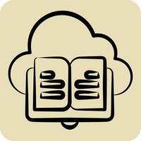 Icon Cloud Book. related to Learning symbol. hand drawn style. simple design illustration vector