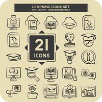 Icon Set Learning. related to Education symbol. hand drawn style. simple design illustration vector