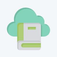 icono nube libro 2. relacionado a aprendizaje símbolo. plano estilo. sencillo diseño ilustración vector