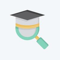 Icon Magnify Mortar Board. related to Learning symbol. flat style. simple design illustration vector