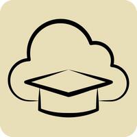 Icon Cloud Education. related to Learning symbol. hand drawn style. simple design illustration vector
