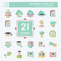 Icon Set Learning. related to Education symbol. flat style. simple design illustration vector