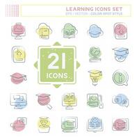 Icon Set Learning. related to Education symbol. Color Spot Style. simple design illustration vector