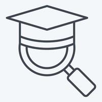 Icon Magnify Mortar Board. related to Learning symbol. line style. simple design illustration vector