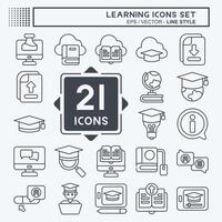 Icon Set Learning. related to Education symbol. line style. simple design illustration vector