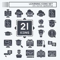 Icon Set Learning. related to Education symbol. glyph style. simple design illustration vector