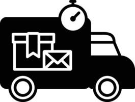 Parcel Express truck glyph and line vector illustration