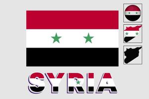 Syria flag and map in a vector graphic