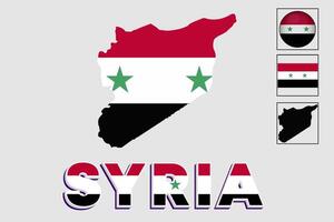 Syria flag and map in a vector graphic