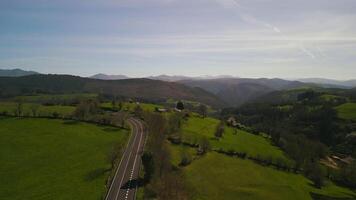 Aerial view of the countryside of Tineo in Asturias video