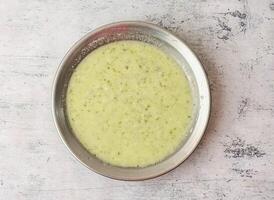 Mint raita served in a plate isolated on background top view of indian and pakistani desi food photo