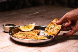 Shawama arrayes with cheese served in dish isolated on background top view of arabic food photo