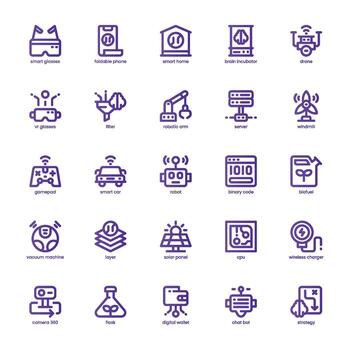 Artificial Intelligence icon pack for your website, mobile, presentation, and logo design. Artificial Intelligence icon basic line gradient design. Vector graphics illustration and editable stroke.