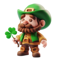 ai gegenereerd 3d renderen van st patricks dag grappig jongen geïsoleerd Aan transparant achtergrond generatief ai png