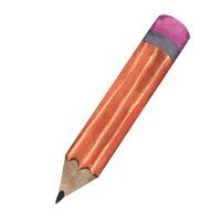 simple pencil isolated on white background. Watercolor illustration vector