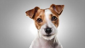 ai generado valiente Jack Russell terrier en naturaleza, perro fotografía foto