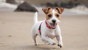 ai generado valiente Jack Russell terrier en naturaleza, perro fotografía foto