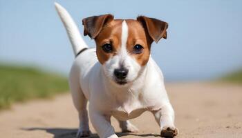 valiente Jack Russell terrier en naturaleza, perro fotografía foto