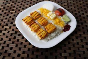 Jojah Kabab rice or Jojah served in a dish isolated on table side view of middle east food photo