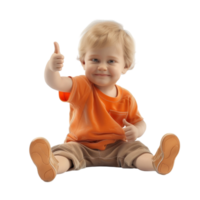 AI generated 3d rendering of a child with thump sign   isolated on transparent background Generative AI png