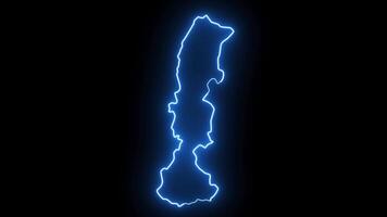 Chimoio map in mozambique with glowing neon effect video