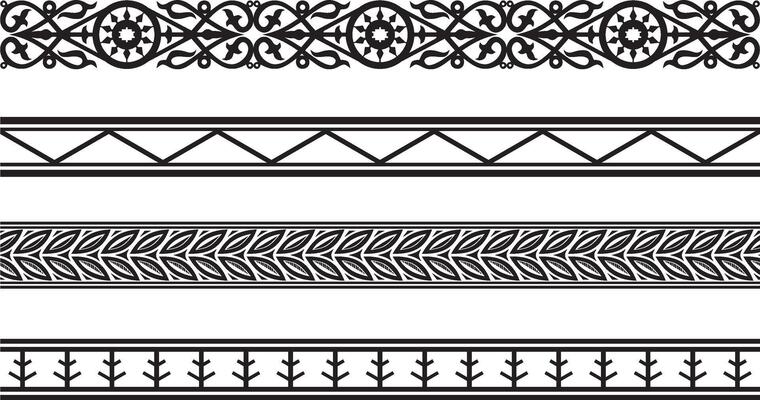 Vector seamless Yakut national ornament. Monochrome frames, borders for decoration. Can be used for sandblasting, plotter and laser cutting