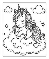 AI generated unicorn coloring page vector