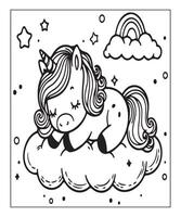 AI generated unicorn coloring page vector