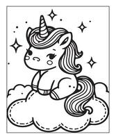 AI generated unicorn coloring page vector