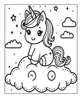 AI generated unicorn coloring page vector