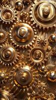 AI generated Close-Up of Gold Gears photo