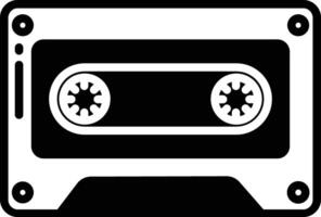 Cassette glyph and line vector illustration