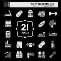 Icon Set Skating. related to Sport symbol. glossy style. simple design illustration vector