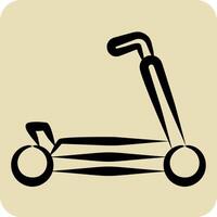 icono patada scooter. relacionado a Patinaje símbolo. mano dibujado estilo. sencillo diseño ilustración vector