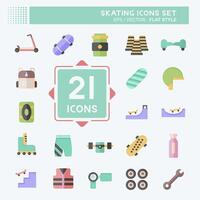 Icon Set Skating. related to Sport symbol. flat style. simple design illustration vector