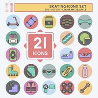 Icon Set Skating. related to Sport symbol. color mate style. simple design illustration vector